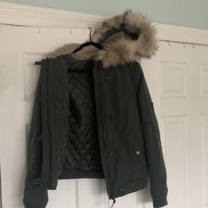 American eagle forest green bomber jacket